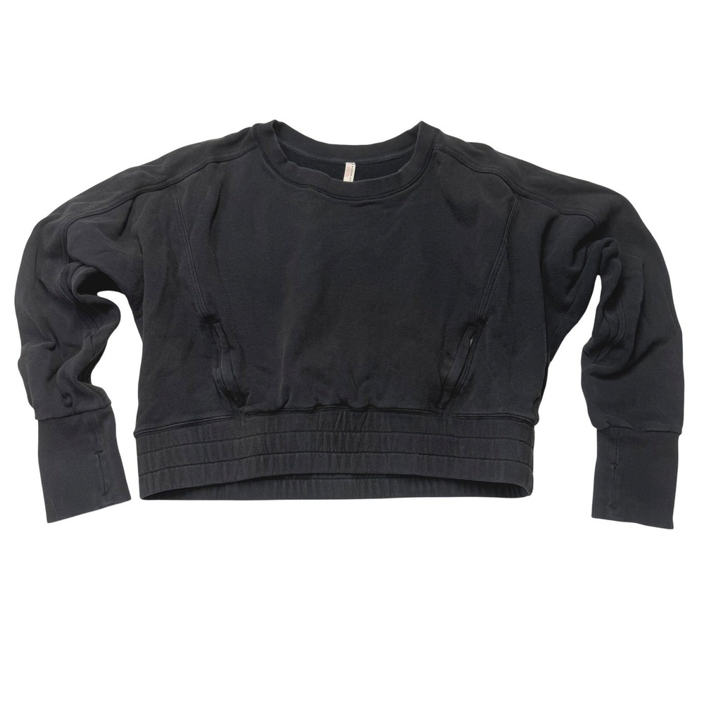 FP Movement Cropped Sweatshirt Black Thumbhole Pullover Size Large Athleisure